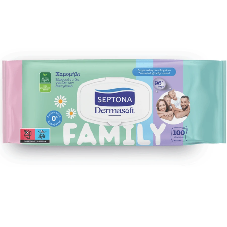 Septona | Dermasoft Family Chamomile Baby Wipes for the Whole Family | 100 pieces