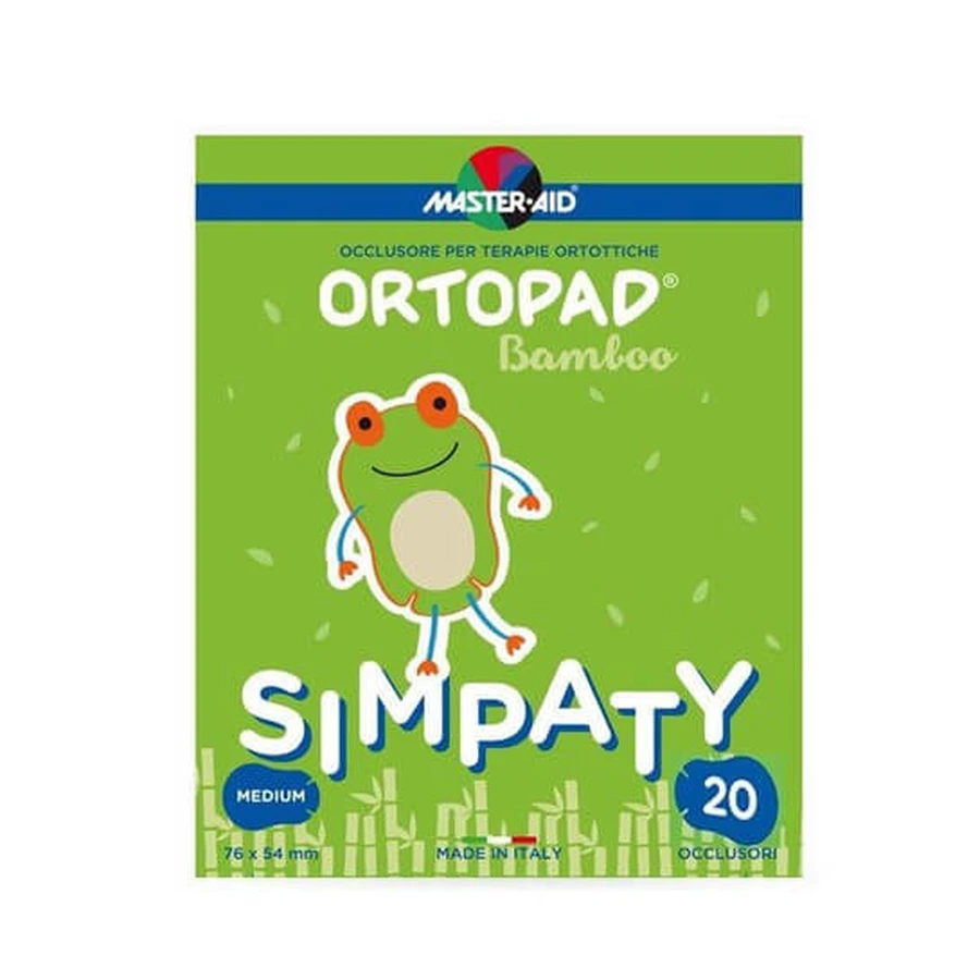 Master Aid | Ortopad Simpaty Selbstklebende Augenpflaster für Kinder | Mittel 76 x 54 mm | 20 Stück