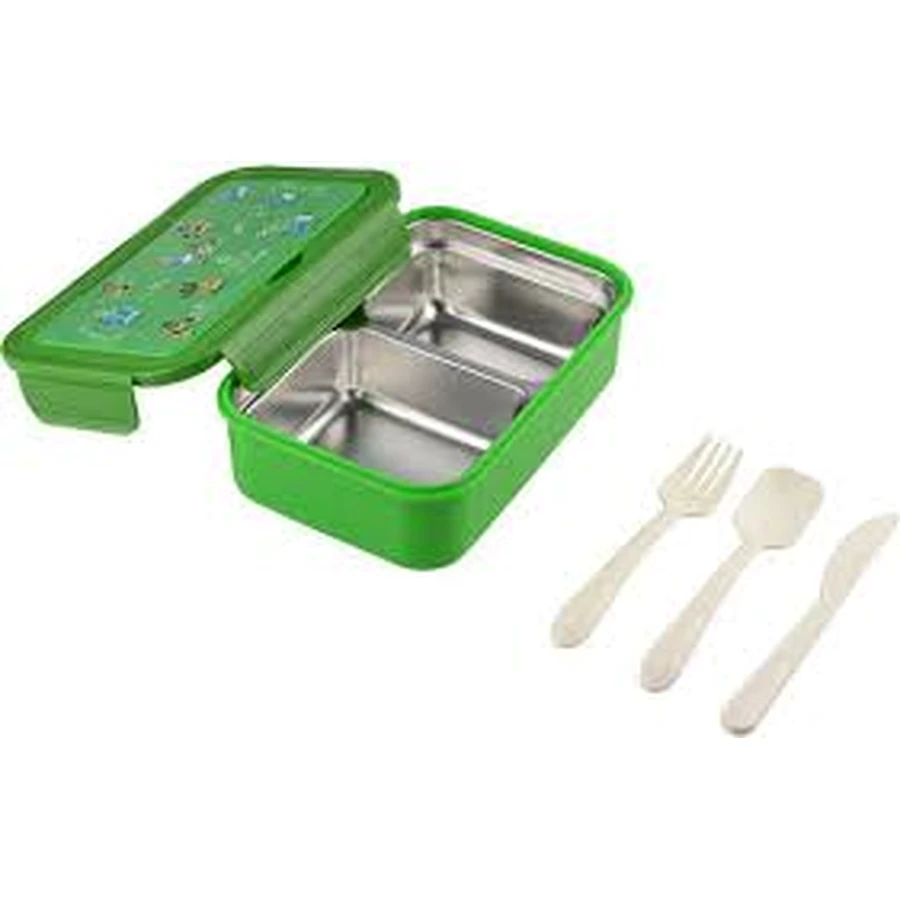 Estia | "Save The Aegean" Children's Lunch Box with 2 Detachable Compartments, Spoon, Fork, and Knife (Set) Jungle Kick | 900ml