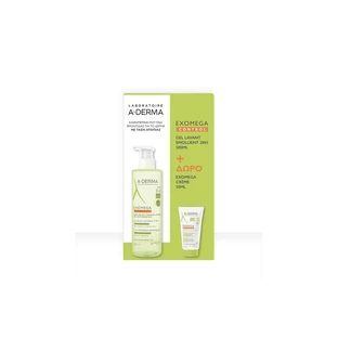 A-Derma | Gel Exomega 2 en 1, 500 ml, y crema Exomega de A-Derma, 50 ml (regalo) | 1 set