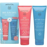 Apivita | Promo Bee Sun Safe Beach Essentials: hydraterende en revitaliserende lotion voor gezicht en lichaam SPF50, 100 ml &amp; After Sun Cool &amp; Sooth voor gezicht en lichaam, 100 ml | 1 set