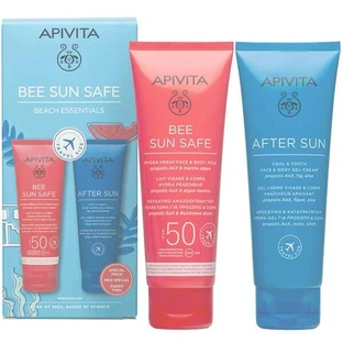 Apivita | Promo Bee Sun Safe Beach Essentials Moisturizing and Revitalizing Lotion for Face &amp; Body SPF50, 100ml &amp; After Sun Cool &amp; Sooth for Face &amp; Body, 100ml | 1 set