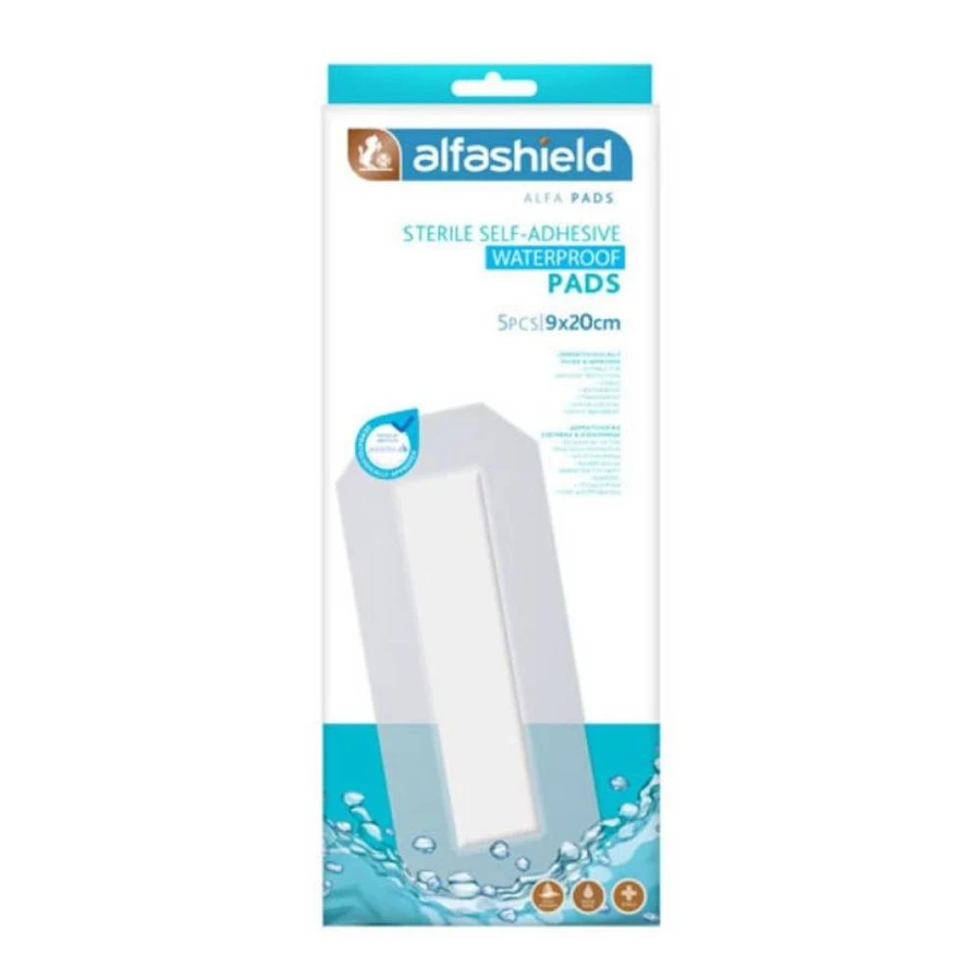 Alfashield | Steril, selbstklebend, wasserfest (9 x 20 cm) | Sterile, selbstklebende Verbände | 5 Stück