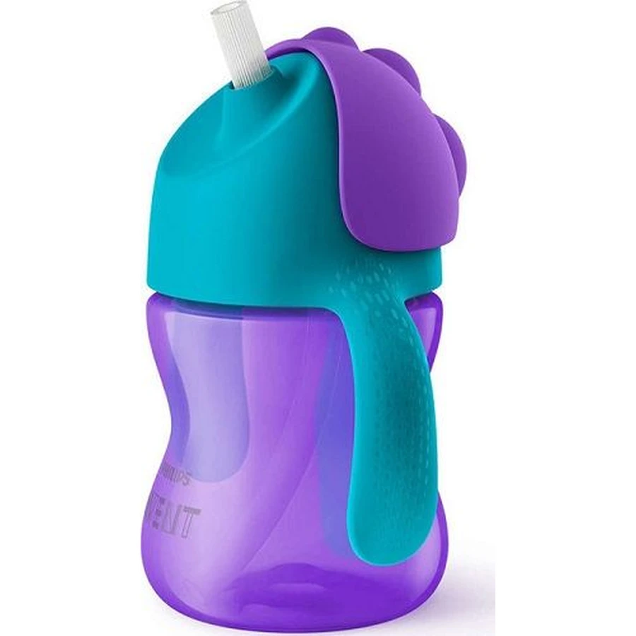 Avent | Vaso con pajita y asas, a partir de 9 meses, verde y morado, 200 ml SCF796/02