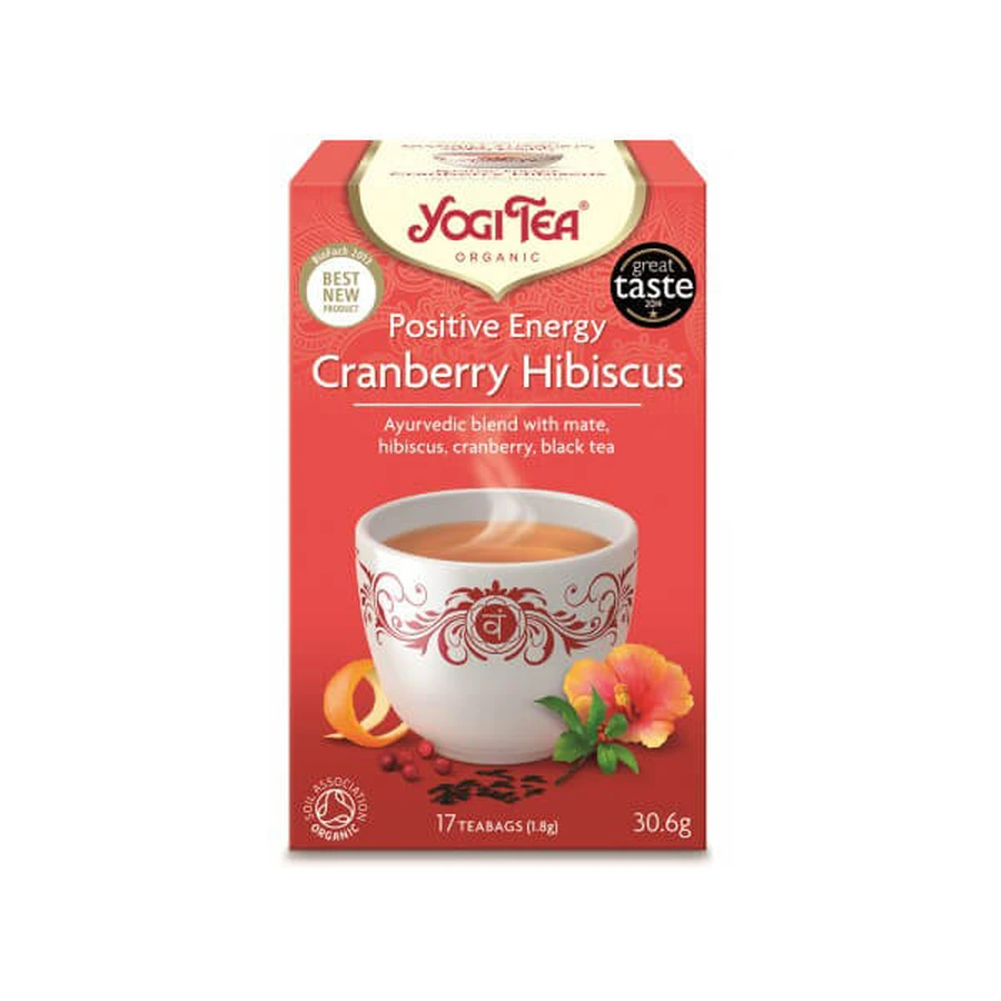 Yogi Tea | Positive Energy Cranberry Hibiscus | Organic Black Tea | 17 Tea Bags