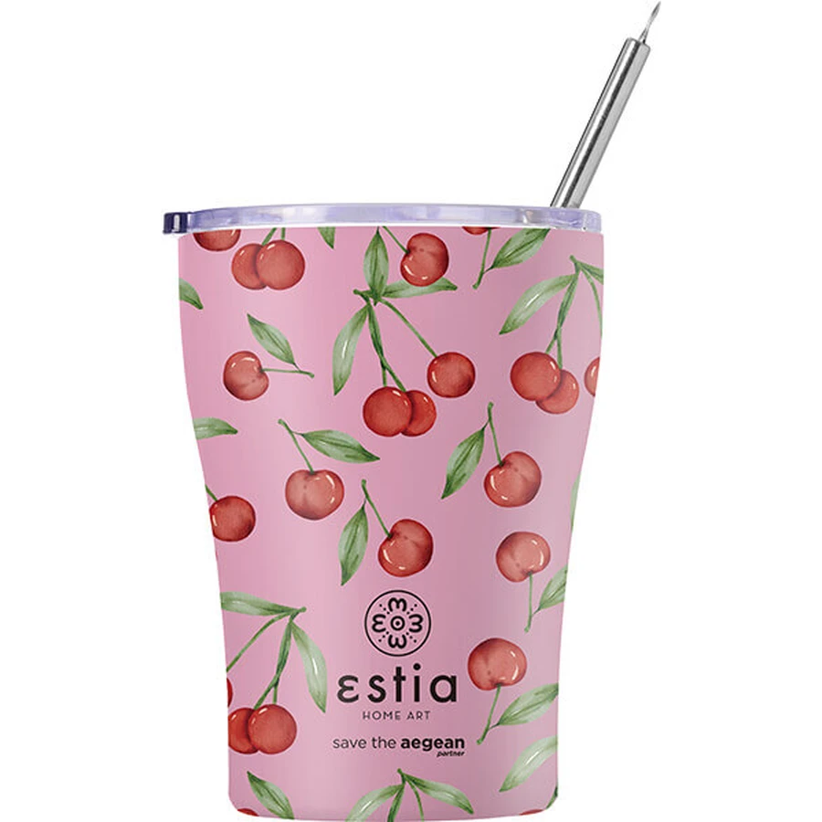 Estia | Tasse à café isotherme « Save the Aegean » Cherry Rose | 350 ml