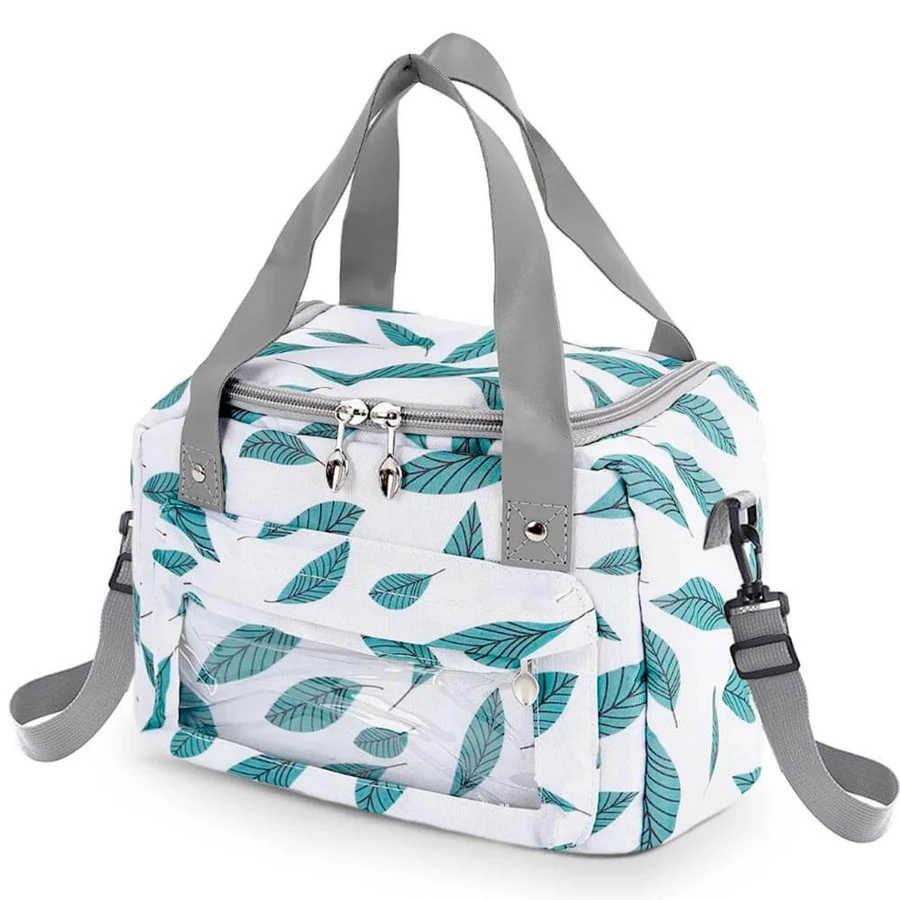 9Lt Amber Insulated Lunch Bag | White Leaves 