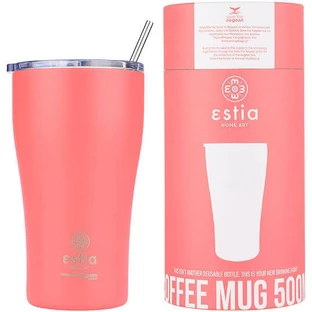 Estia | "Save The Aegean" Fusion Coral Insulated Coffee Mug with Straw | 500ml 