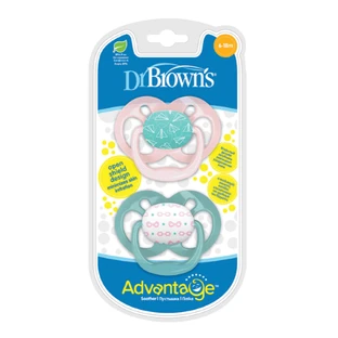 Dr. Brown's | Advantage Silikon-Schnuller 6–18 Monate Rosa-Himmelblau | 2er-Pack