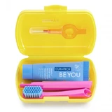 Curaprox | Travel Set with 10 ml Toothpaste, Foldable Toothbrush, Interdental Cleaning Brush, and Yellow Travel Case | 1 pc