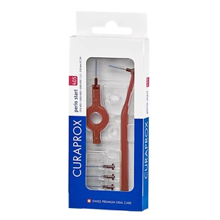 Curaprox | Brossettes interdentaires Perio Start 405 avec 2 manches, rouges | Lot de 5