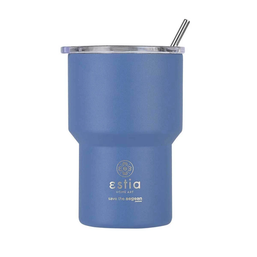 Estia | Taza térmica «Save The Aegean» en azul denim | 400 ml