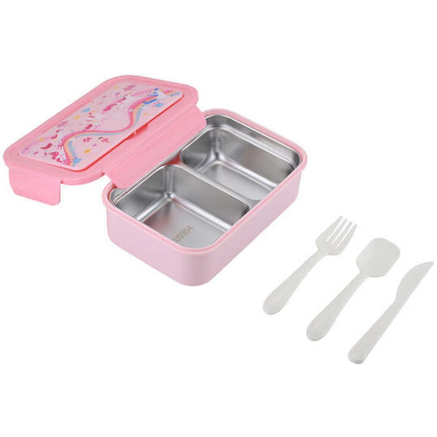 Estia | "Save The Aegean" Children's Lunch Box with 2 Detachable Compartments & Spoon, Fork, and Knife (Set) Rainbow Dreams | 900ml