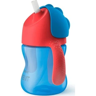 Avent | Sticlă cu pai și mânere 9m+ Roșu-Albastru 200 ml  SCF796/01