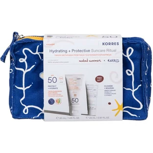 Korres | Promo  Sun Protection with Yoghurt Tinted Face Sunscreen SPF50, 50ml, Greek Yogurt Foaming Cleansing Cream with Probiotics, 20ml &amp; Travel Pouch, 1 pc | 1 set