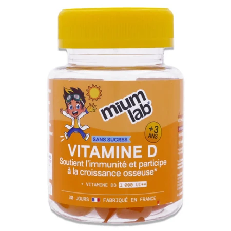 MIUM LAB VITAMIN D FOR CHILDREN 3 YEARS AND OLDER, SUGAR-FREE, 30 GUMMIES