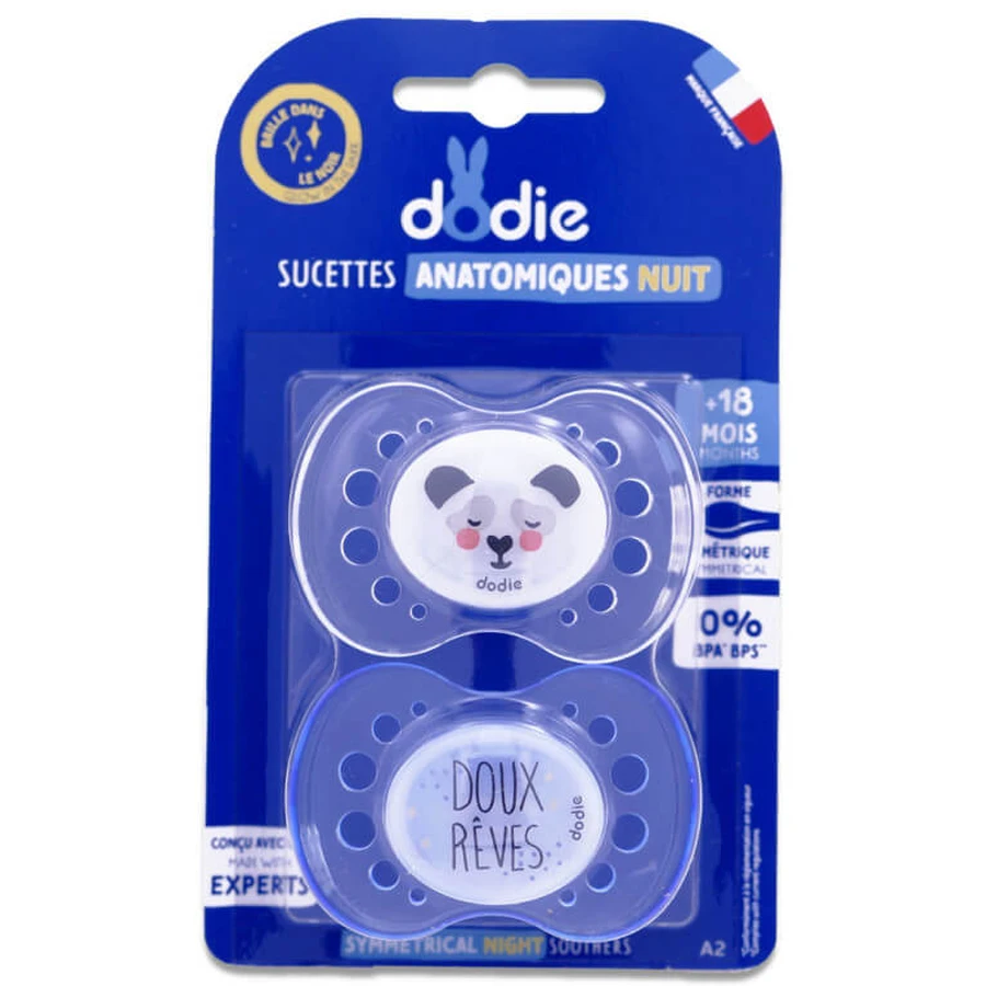 DODIE SUCETTES ANATOMIQUES NUIT BRILLANTES +18MOIS LOT DE 2