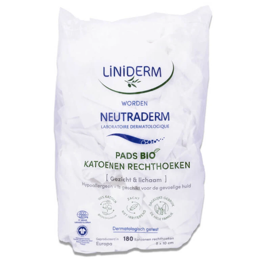 LINIDERM NEUTRADERM BIOLOGISCH KATOEN 8X10 CM 180 RECHTHOEKIGE STUKKEN