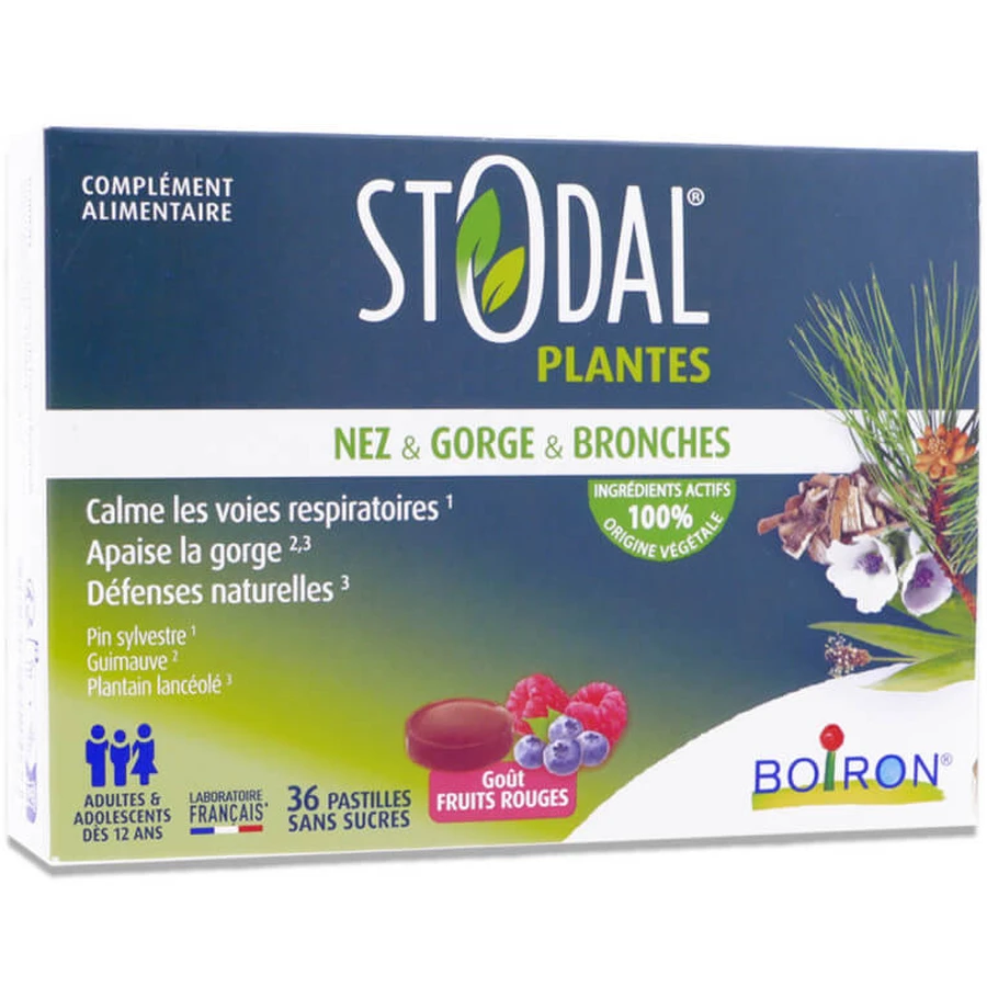 COMPRIMIDOS STODAL PARA LA NARIZ, LA GARGANTA Y LOS BRONQUIOS — SABOR A BAYAS ROJAS — 36 COMPRIMIDOS