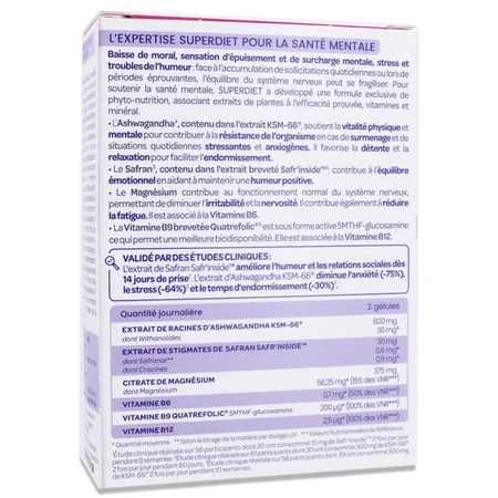 SUPERDIET ASHWAGANDHA SAFFRON MENTAL HEALTH 30 CAPSULES