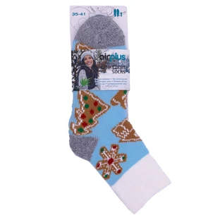AIRPLUS ALOE CABIN MOISTURIZING SOCKS BLUE GINGERBREAD 35-41