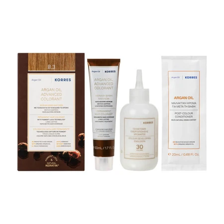KORRES PERMANENT HAIR COLOR WITH ARGAN OIL, LIGHT GOLDEN BLONDE 8.3