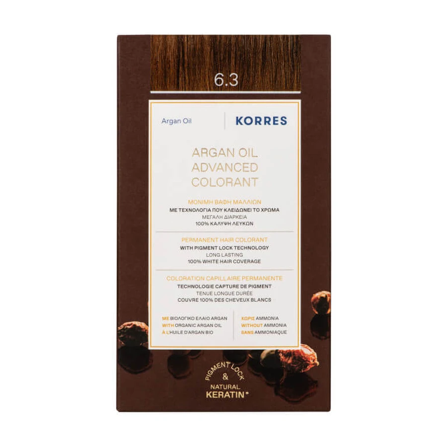 KORRES TINTE CAPILAR CON ACEITE DE ARGÁN 6.3 RUBIO OSCURO MIEL DORADA