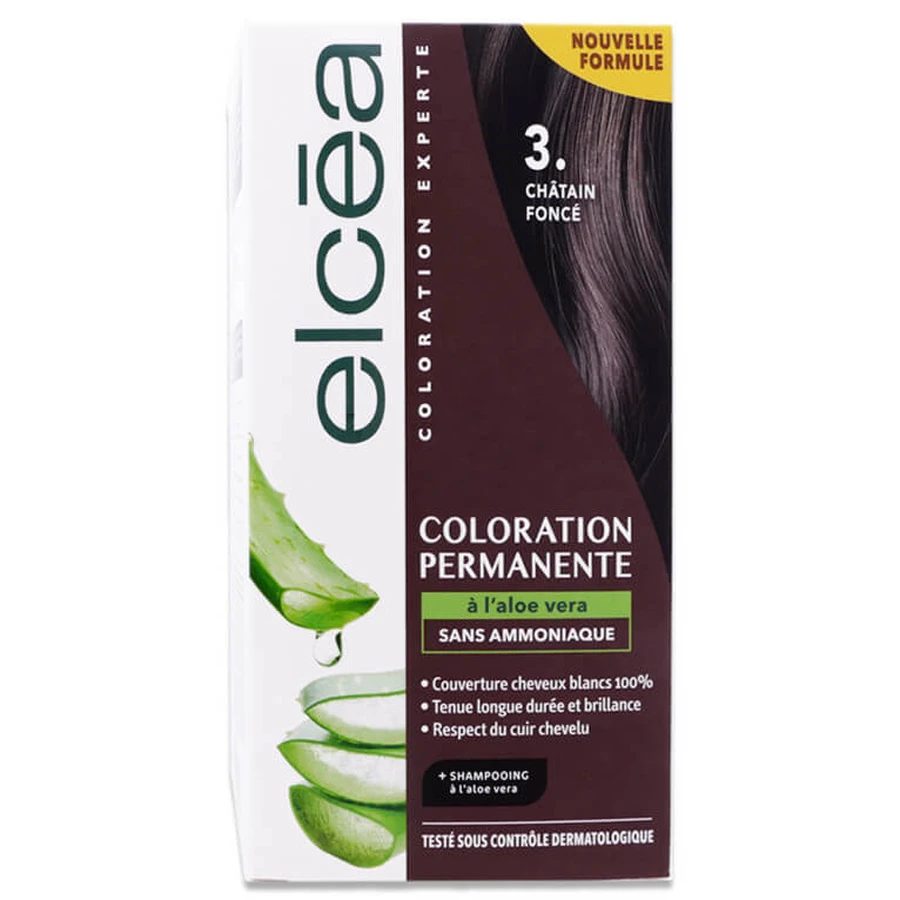 ELCEA PERMANENT HAIR COLOR WITH ALOE VERA, DARK BROWN No. 3