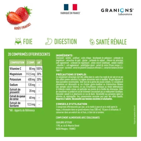 GRANIONS TOTAL DETOX HYDRATION MIT ERDBEERGESCHMACK 20 TABLETTEN