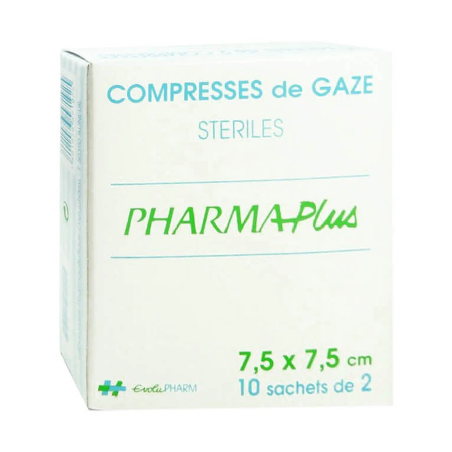COMPRESAS DE GASA ESTÉRILES PHARMAPLUS DE 7,5 CM x 7,5 CM, CAJA DE 10