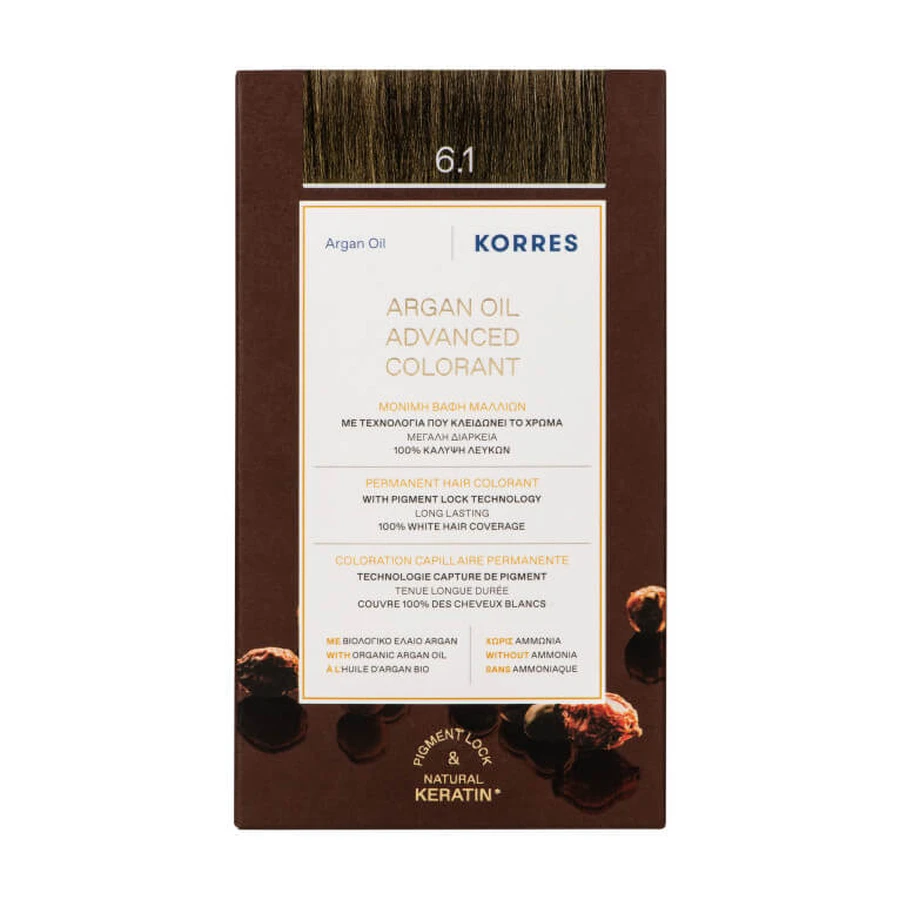 KORRES ARGANÖL-HAARFARBE 6.1 ASCH-DUNKELBLOND