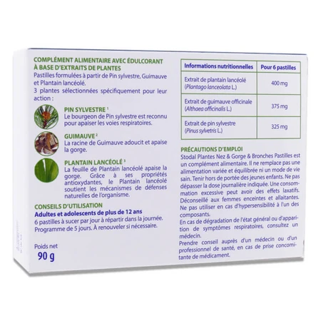 Pastillas STODAL para la nariz, la garganta y los bronquios, con sabor a limón, 36 pastillas