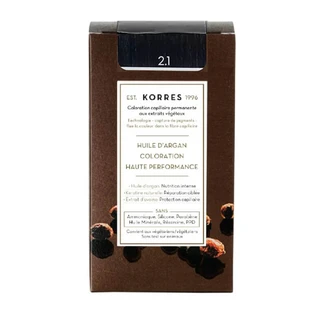 KORRES TINTE PERMANENTE PARA EL CABELLO CON ACEITE DE ARGÁN NEGRO-AZUL 2.1