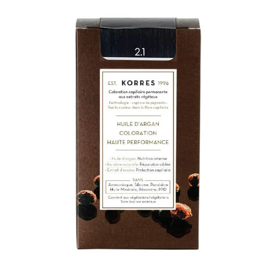 KORRES TINTE PERMANENTE PARA EL CABELLO CON ACEITE DE ARGÁN NEGRO-AZUL 2.1