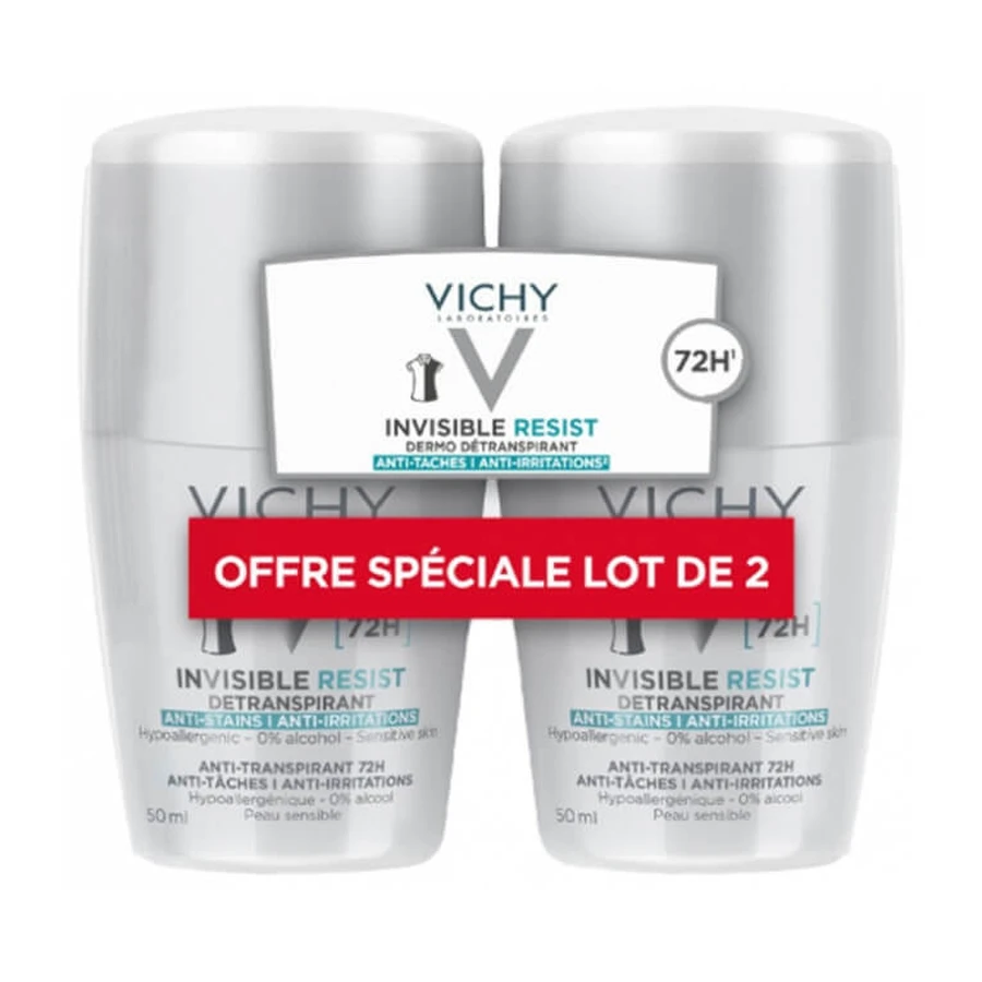 VICHY INVISIBLE RESIST 72H DEODORANT, VERPAKKING VAN 2 X 50 ML
