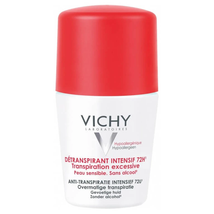 VICHY ANTITRANSPIRANTE INTENSIVO DE 72 HORAS PARA PIEL SENSIBLE, 50 ML