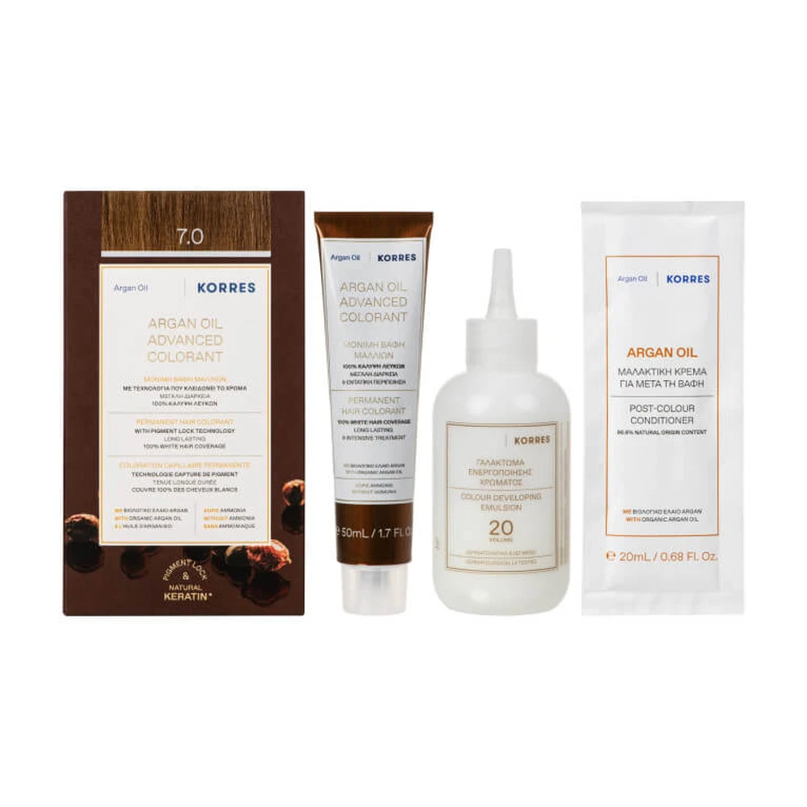KORRES PERMANENTE HAARKLEUR MET ARGANOLIE, BLOND 7.0