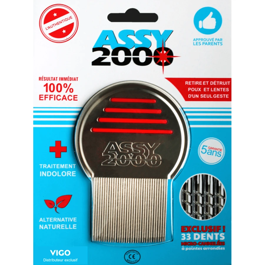 ASSY 2000 PEIGNE ANTI-POUX EN ACIER TREMPE