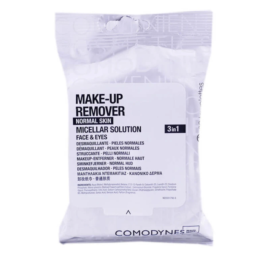 COMODYNES MAKEUP REMOVER FOR NORMAL SKIN, 20 WIPES