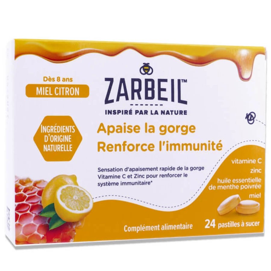ZARBEIL 24 pastile pentru gât, pentru întărirea imunității, cu miere și lămâie