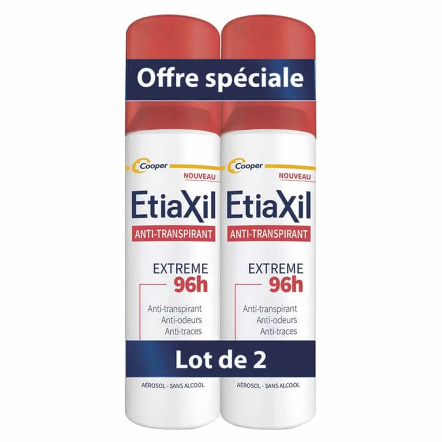 ETIAXIL DEODORANT ANTI-TRANSPIRANT 96H LOT DE 2X150ML