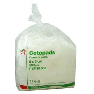5X5 CM SQUARE COTTON COTOPADS, 500 PIECES