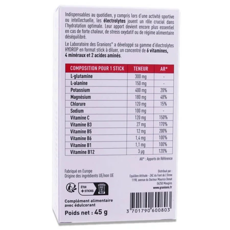 GRANIONS HY DROP BOOSTER HYDRATION 10 STICKS PEACH