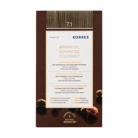 KORRES PERMANENT HAIR COLOR WITH ARGAN OIL, ASH BLONDE 7.1