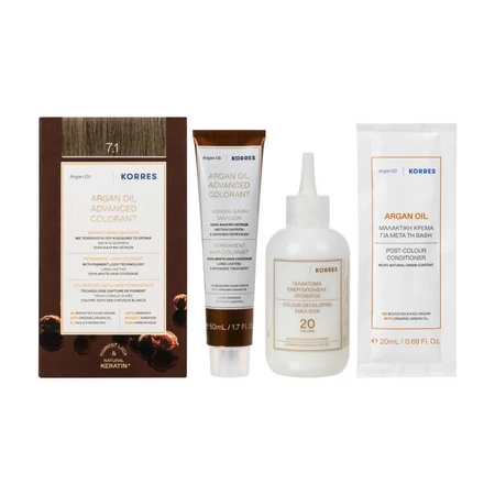 KORRES PERMANENT HAIR COLOR WITH ARGAN OIL, ASH BLONDE 7.1