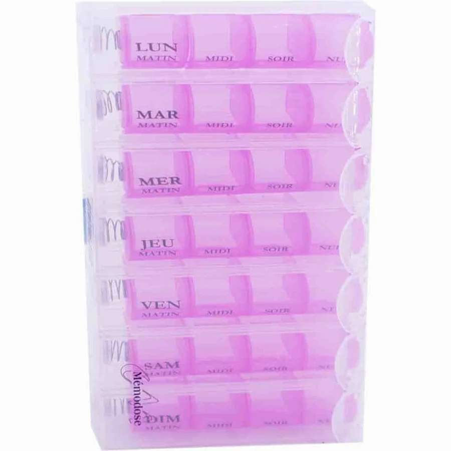 ORGANIZADOR DE COMPRIMIDOS MEMODOSE, ROSA, DEL LUNES AL DOMINGO