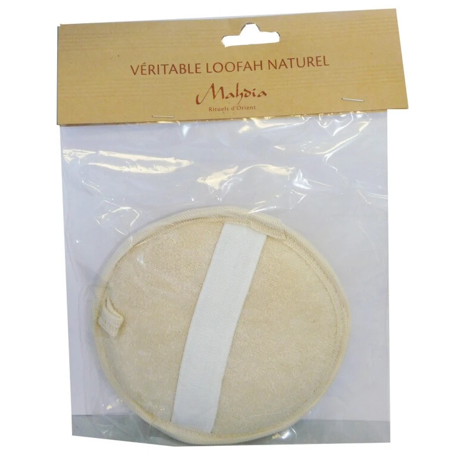 MAHDIA GENUINE NATURAL LOOFAH ROUND MASSAGE SPONGE, 15 CM