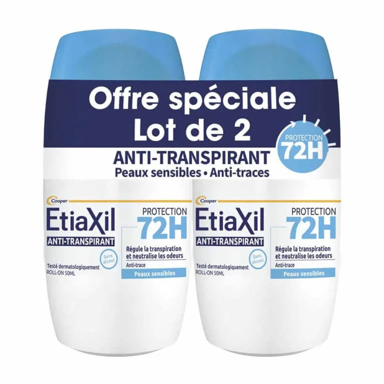 ETIAXIL 72-HOUR ANTI-PERSPIRANT PROTECTION, PACK OF 2 X 50 ML