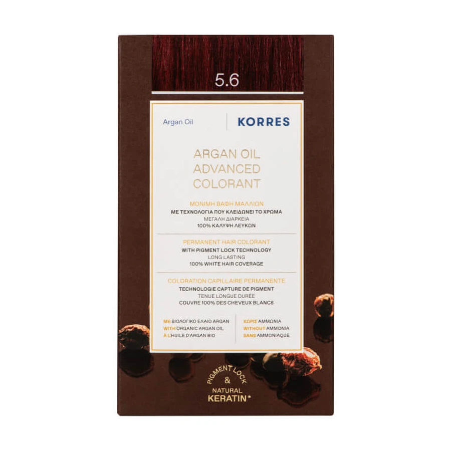KORRES COLORATION PERMANENTE HUILE ARGAN ROUGE MARRON CLAIR 5.6