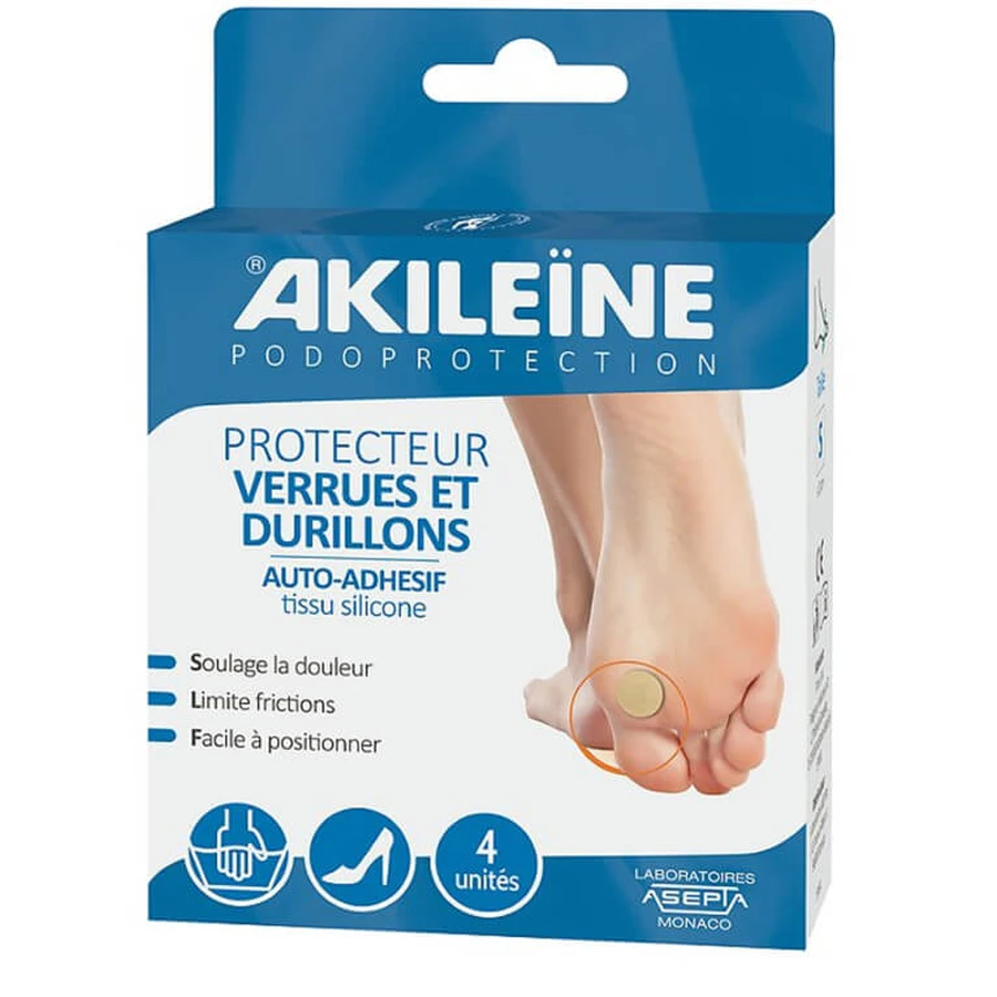AKILEINE PROTECTOR CONTRA VERRUGAS Y CALLOS, PAQUETE DE 4